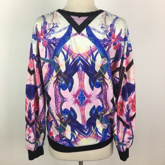 Adidas Pink Purple Black  Birds of Paradise Logo Sweatshirt Small - Picture 6 of 11